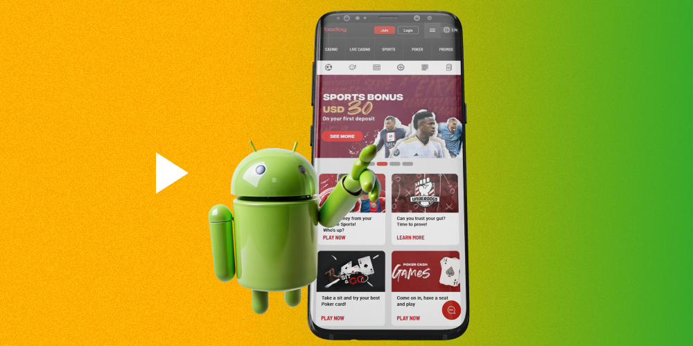 To download the Bodog app for Android find the icon for that operating system