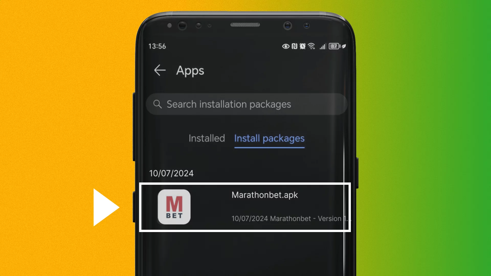 To install the Marathonbet app you need to find the apk file in the downloads folder after downloading it