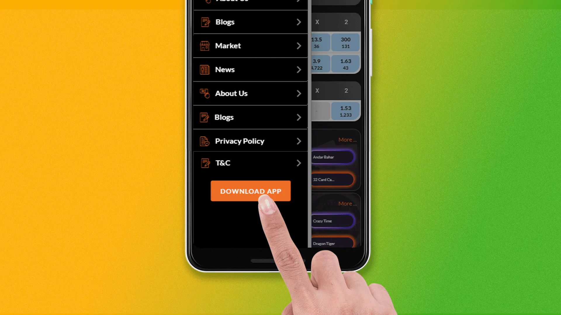 To download the Fairplay app, find the download button in the menu
