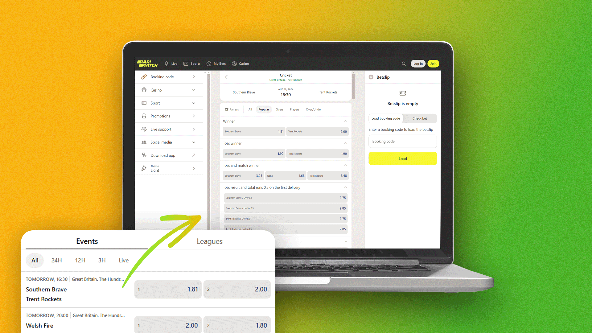 Choose a sports tournament for Parimatch betting