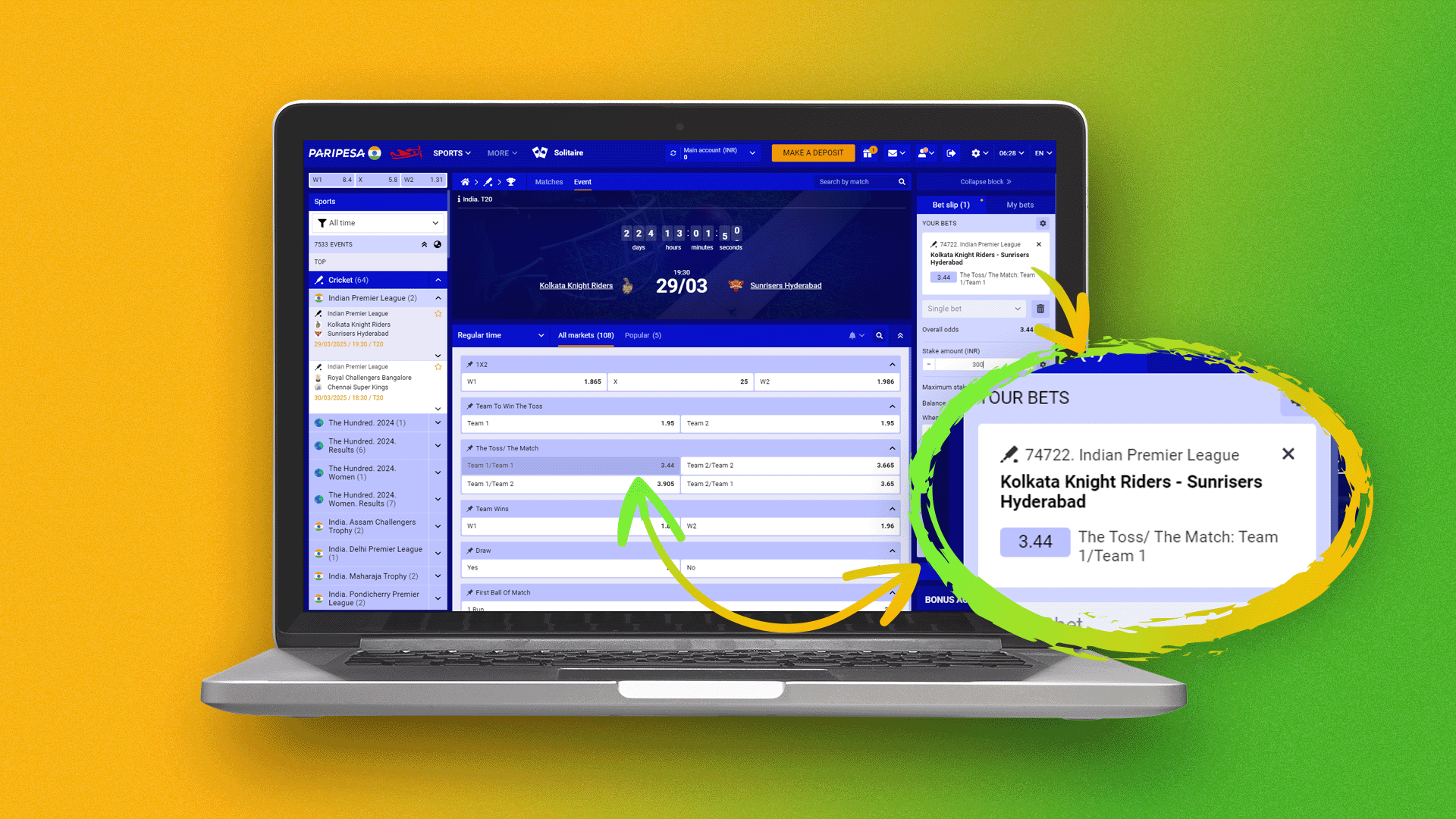 Set the right coefficient for the bet in Paripesa