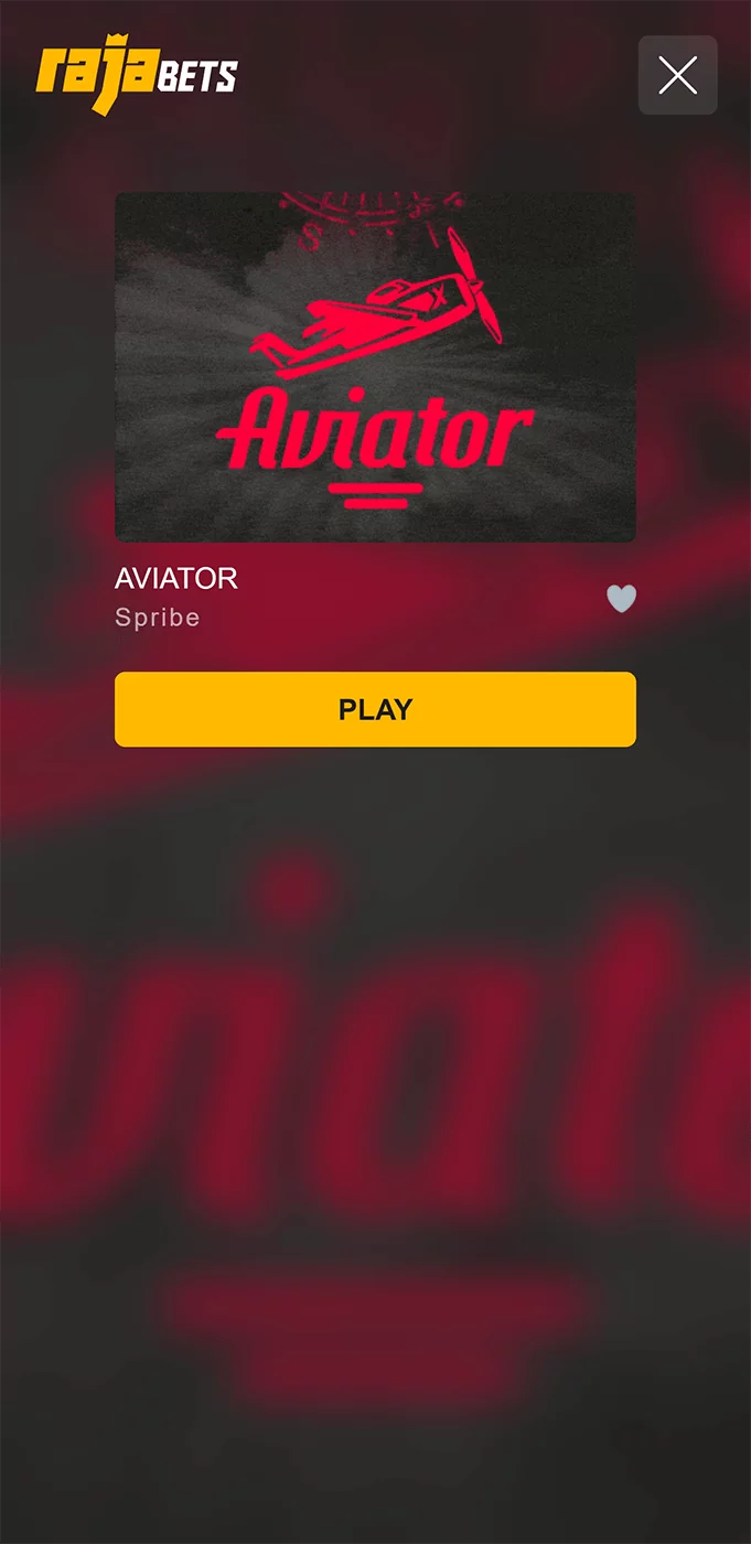 Screenshot of Aviator game loading banner in Rajabets app