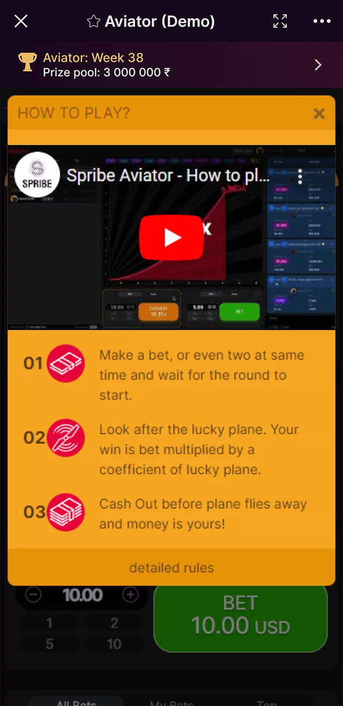 Screenshot with help from the game Aviator Batery