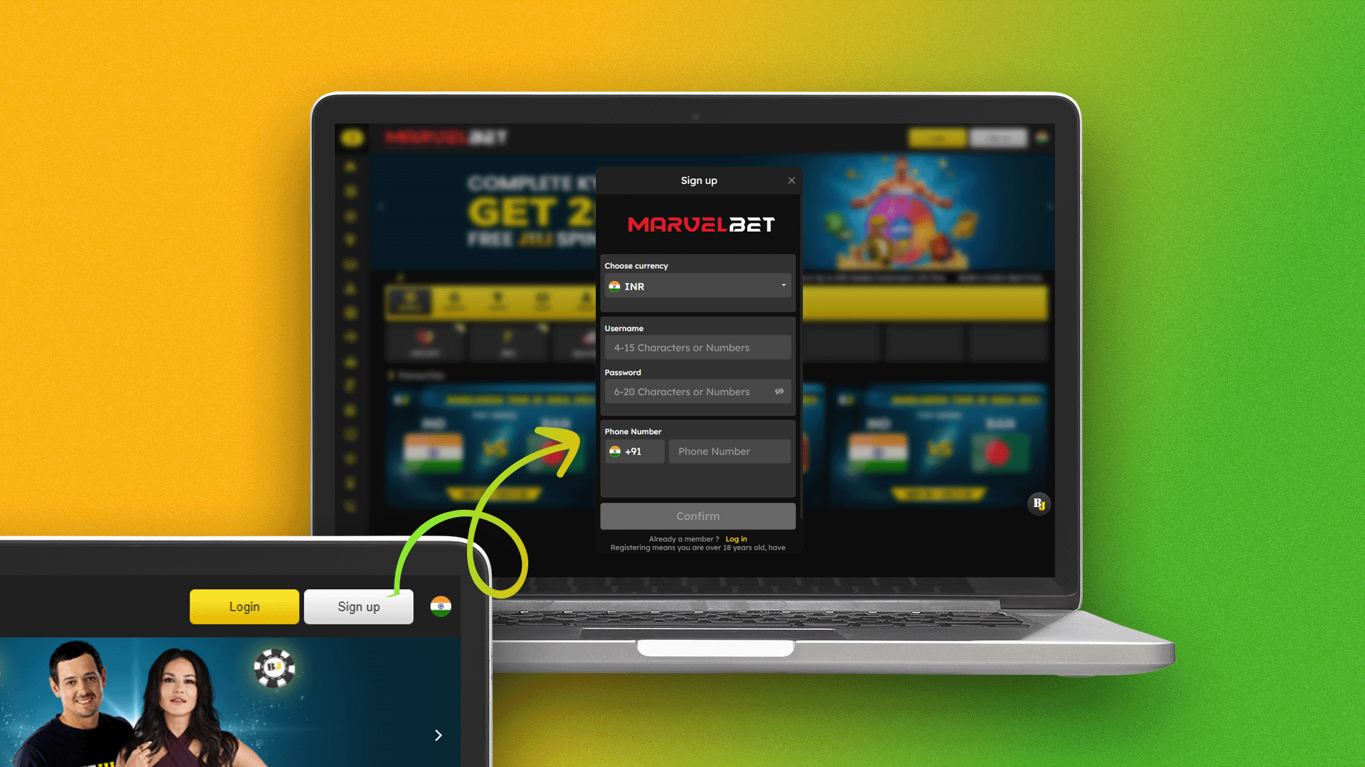 Go to the Marvelbet app or website to start registration