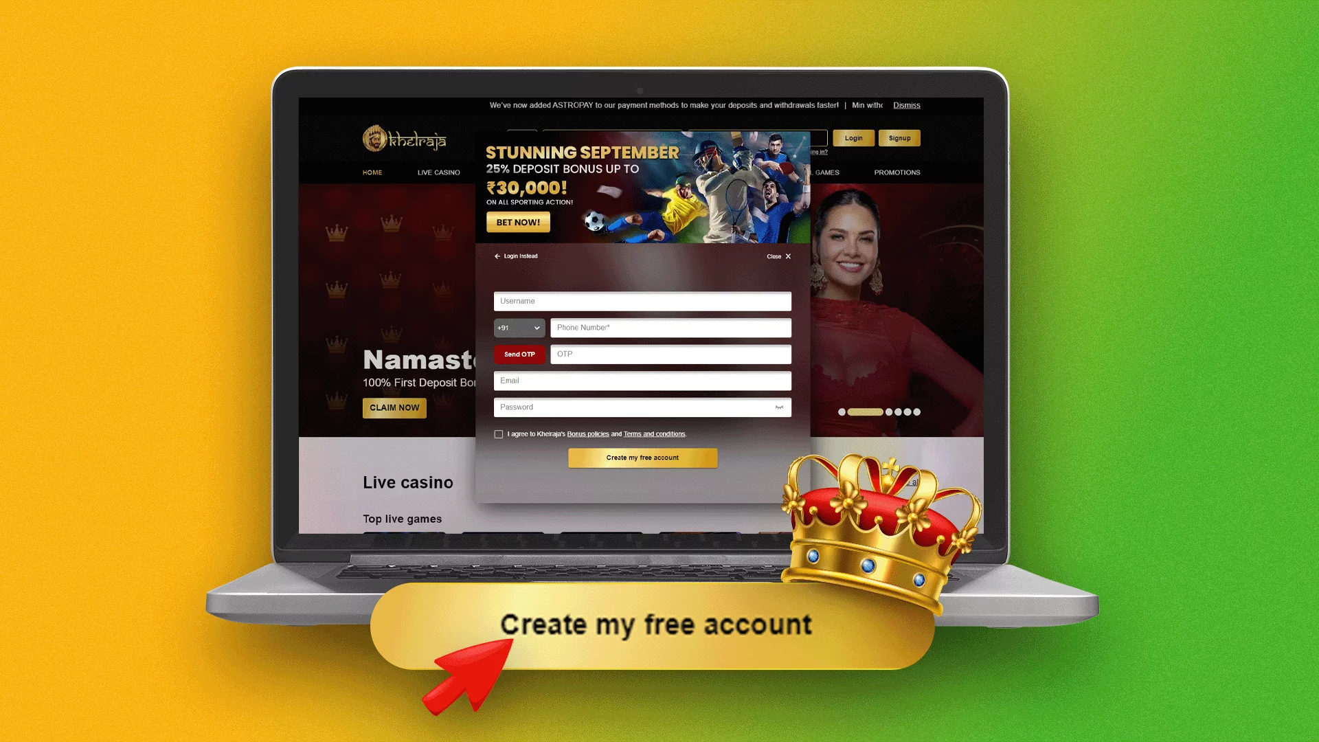 Confirm your registration with Khelraja by clicking the button