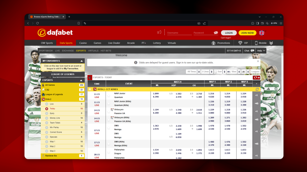 The best Dota 2 betting site is Dafabet