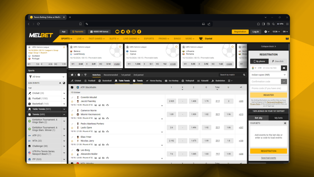 Melbet is a sportsbook where you can bet on tennis matches