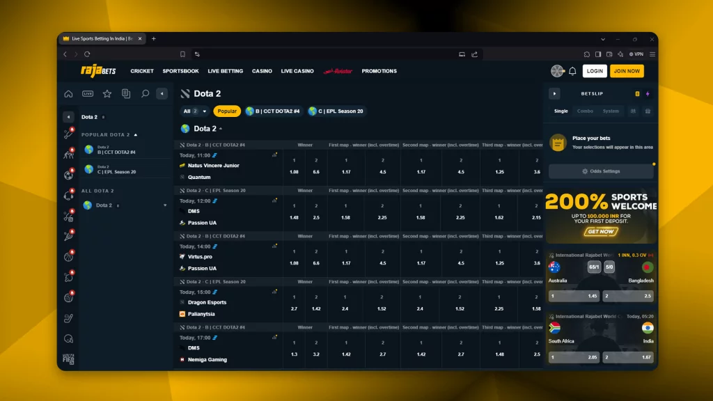 The best Dota 2 betting site is Rajabets