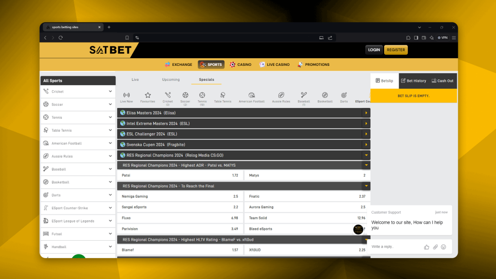 The best bookmaker Satbet provides bets on CS2