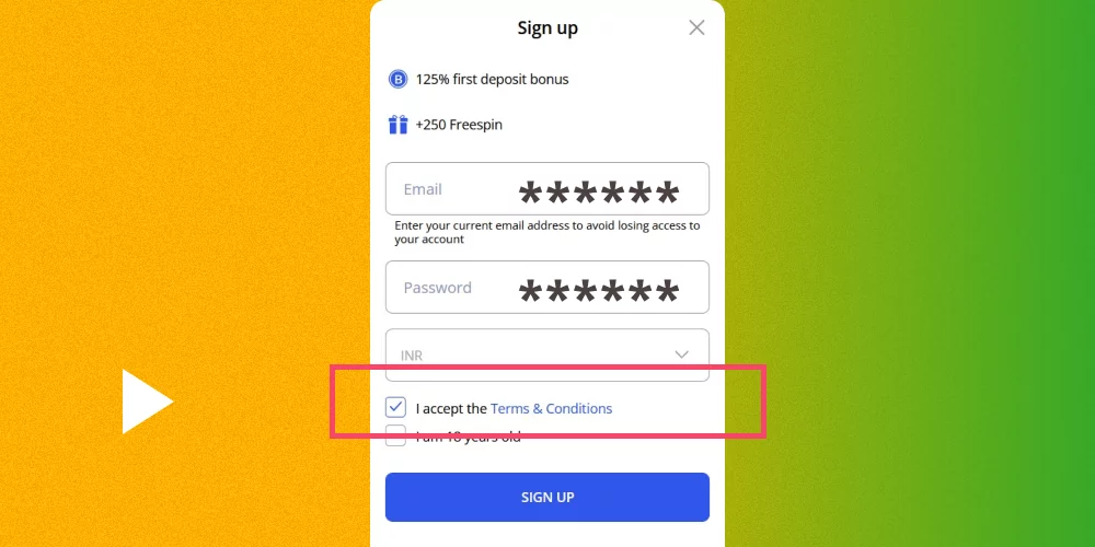 Glory Casino registration process step 6