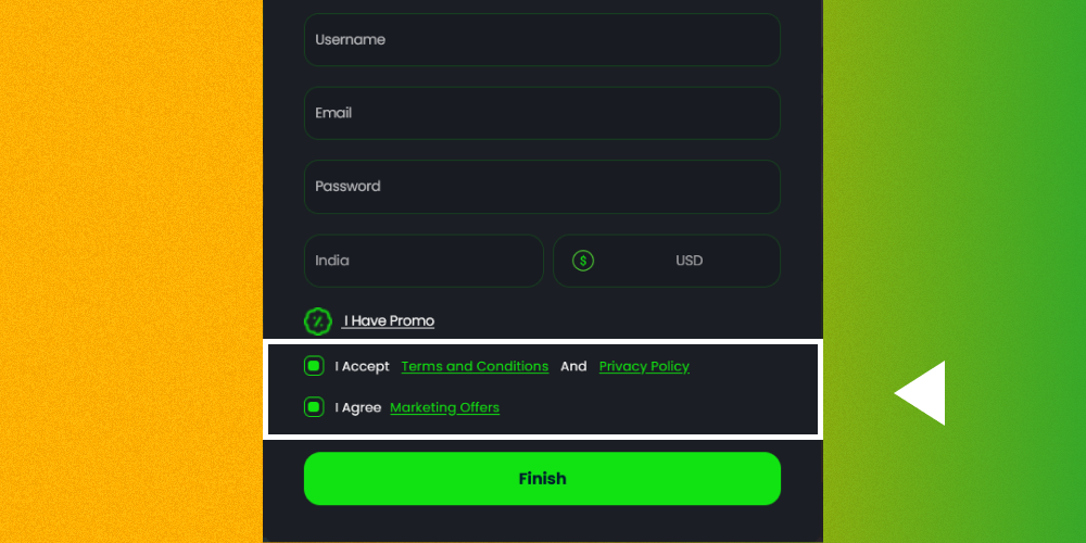 The Velobet registration process step 4