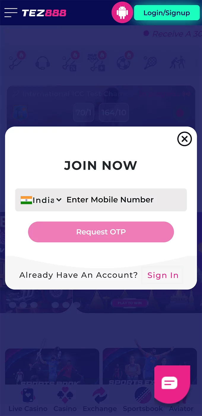 Tez888 personal account login page