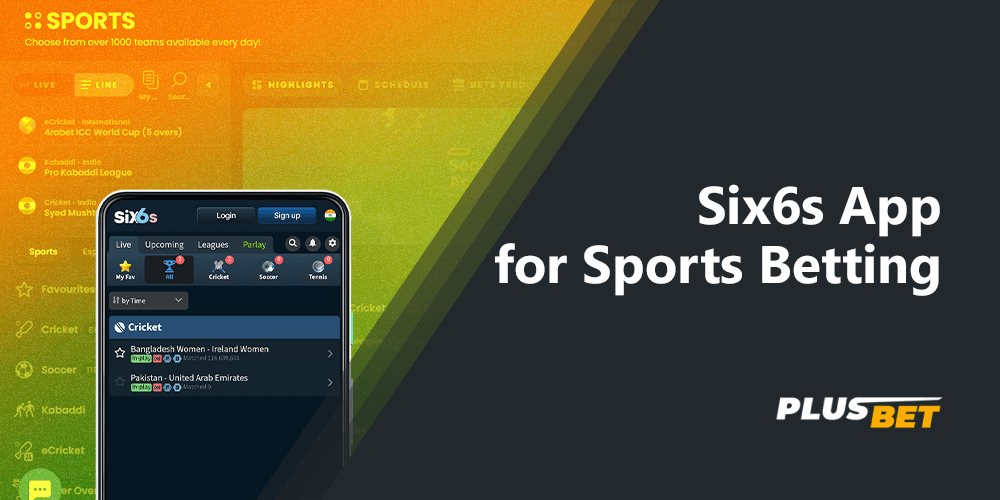 The Six6s app offers a variety of sports disciplines to bet on