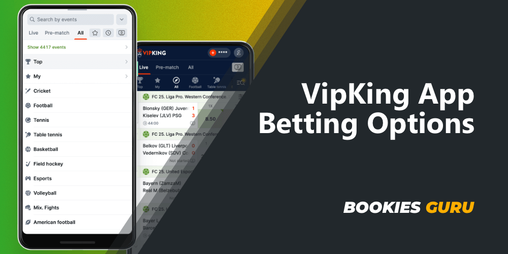 Using the VipKing app, users from India can bet on popular sports